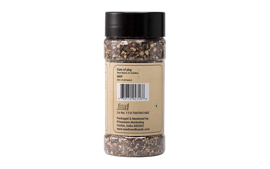 Seeds And Hands Black Pepper Coarse Ground    Plastic Bottle  75 grams